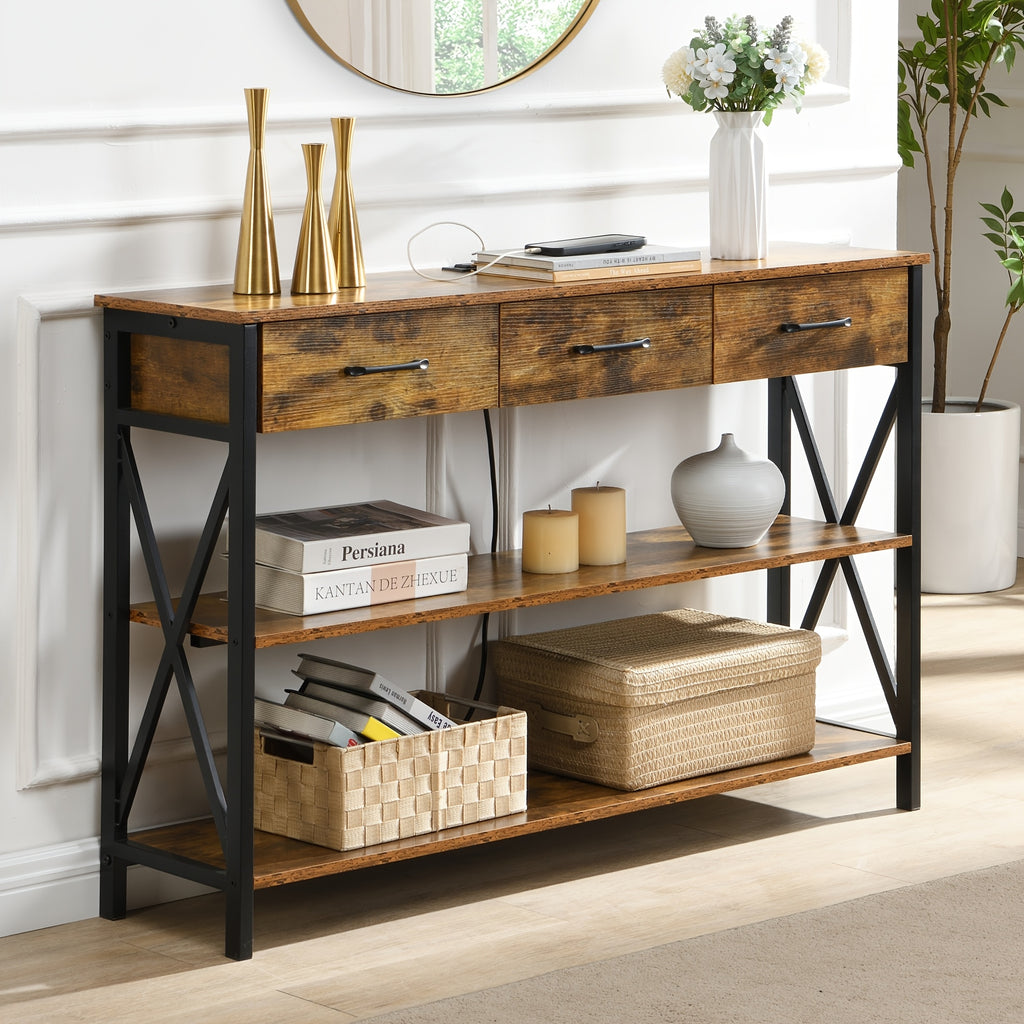 Industrial Console Table - 3 drawer