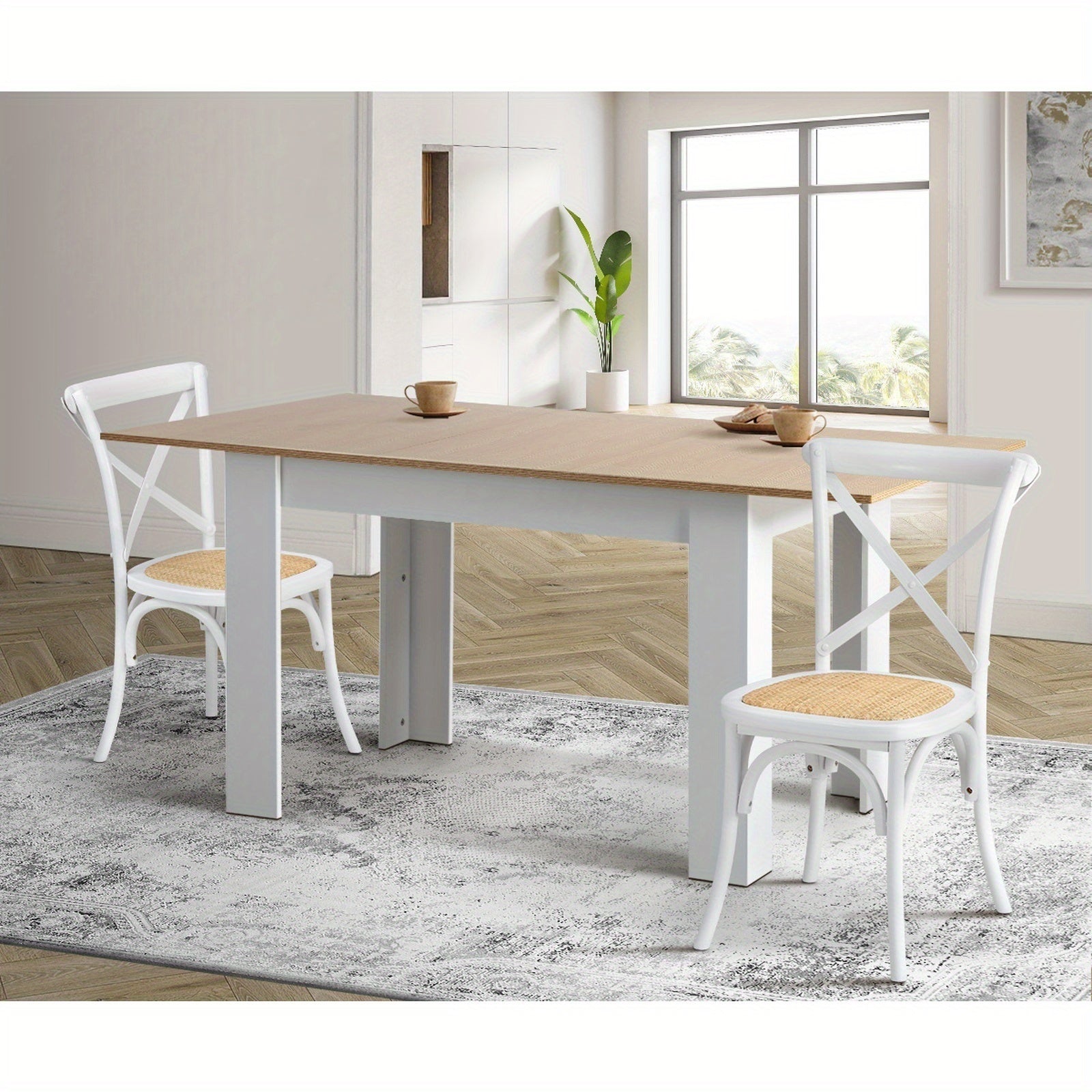 Crossback Rattan Dining Chairs – Set of 4