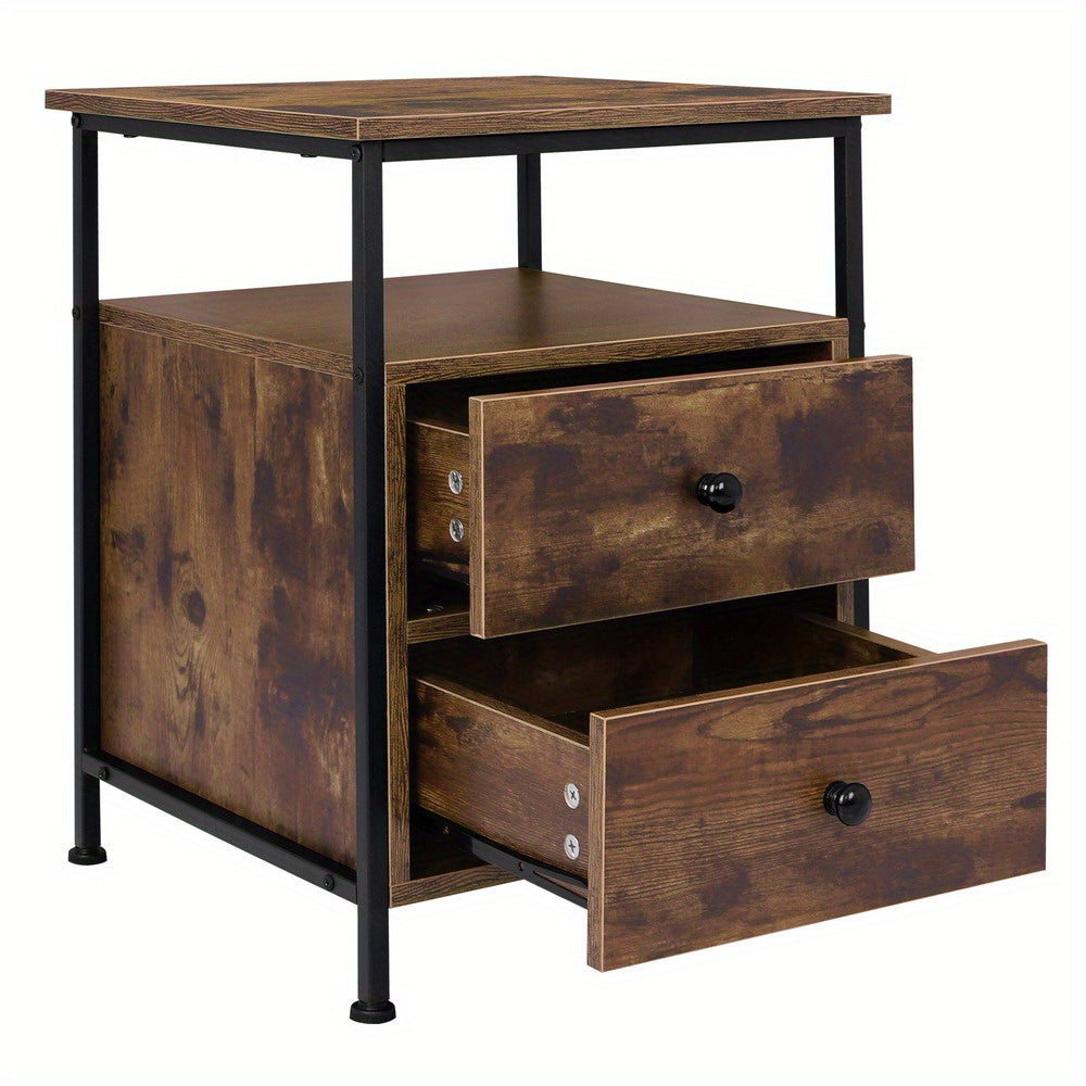 Industrial Bedside Table with drawers