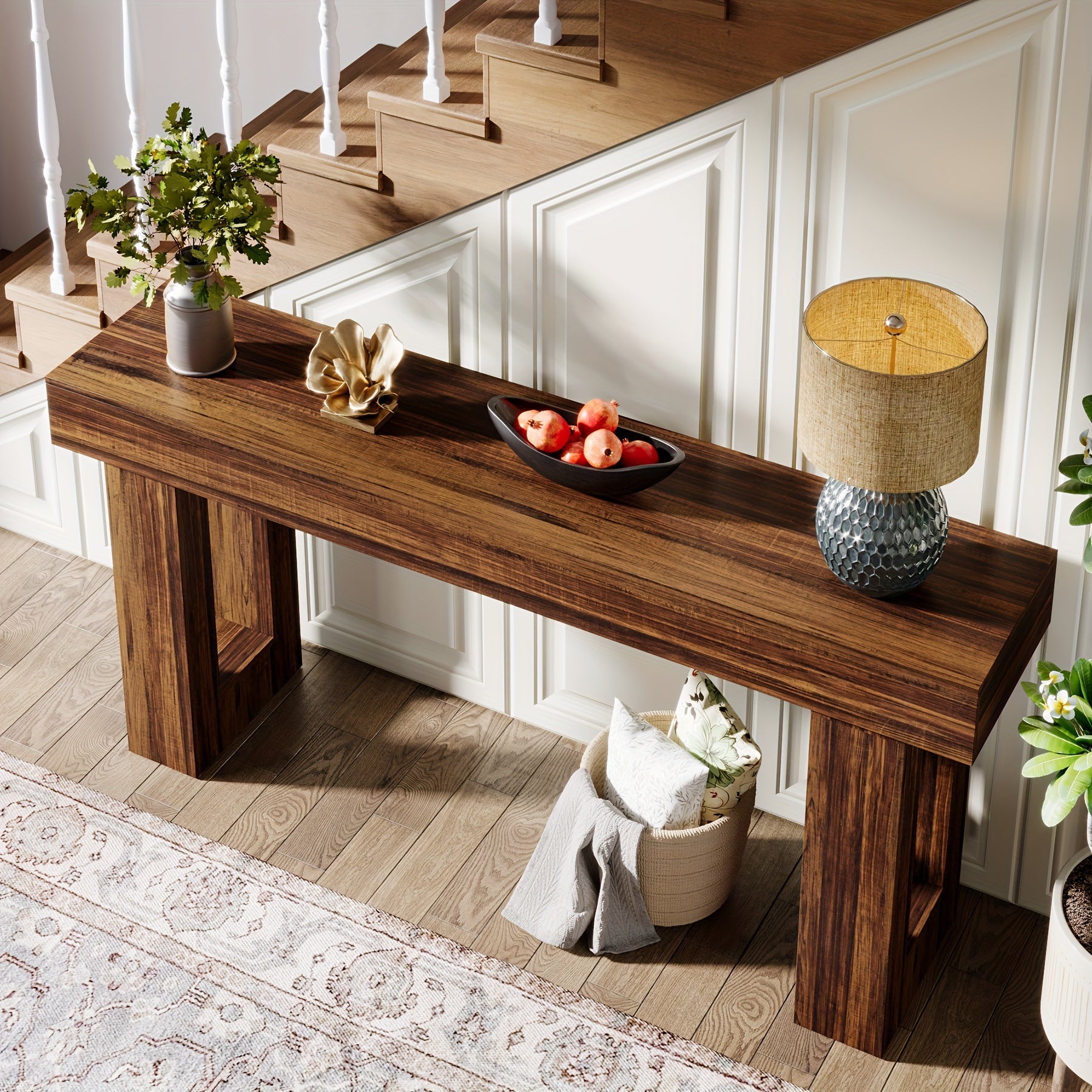 Farmhouse Console Table – Rustic Brown