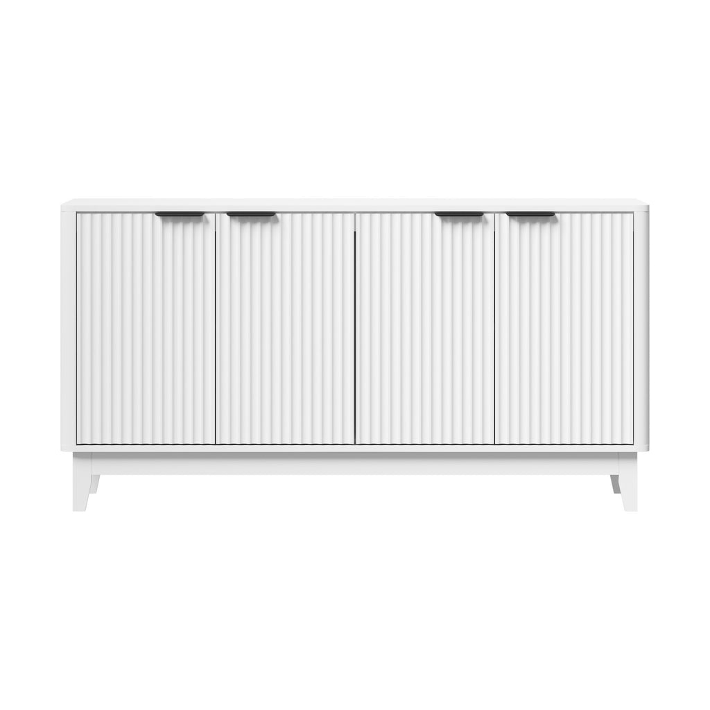 4‑Door Modern Sideboard – White or Natural Wood