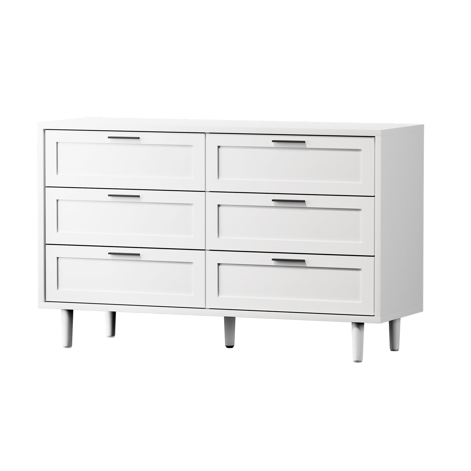 White or Natural Modern 6-Drawer Dresser