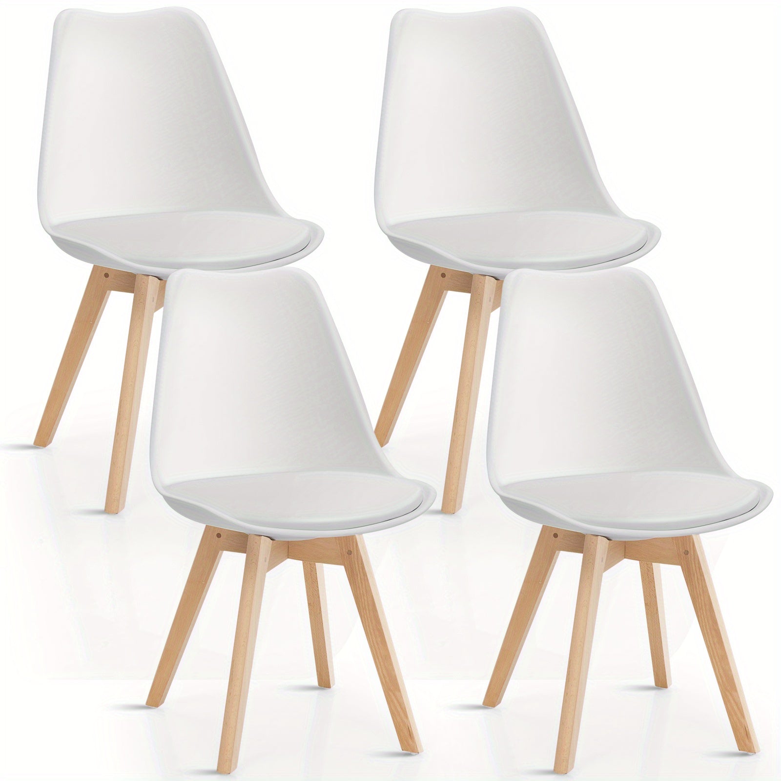 White and Natural Dining Chairs - 4pcs