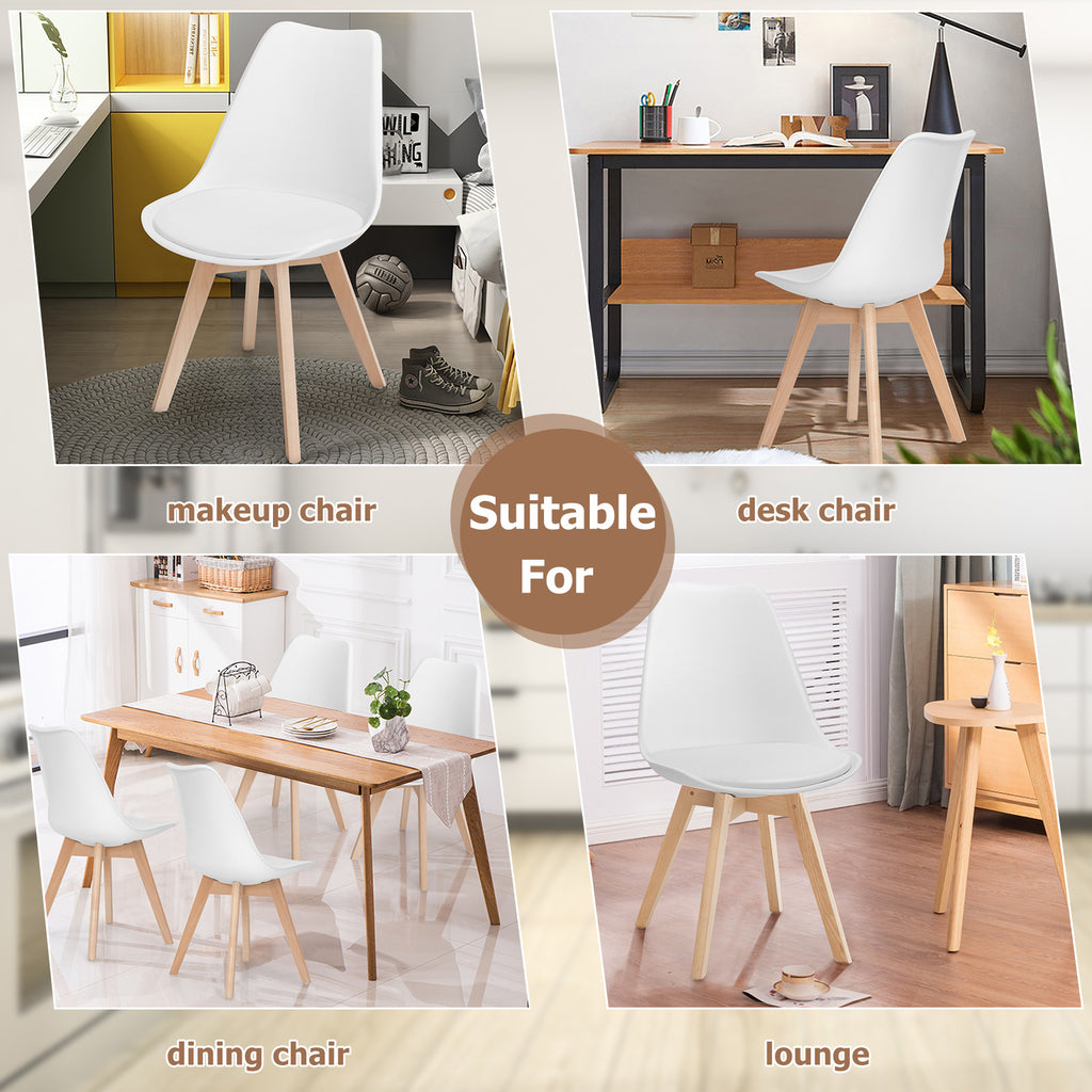 White and Natural Dining Chairs - 4pcs