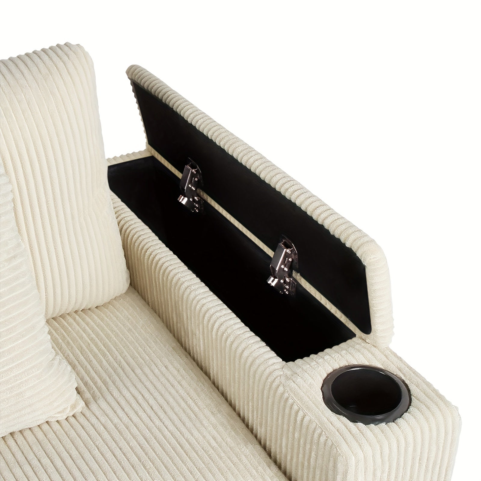 3 Seaters Sofa Couch with Storage Armrests and cup holders