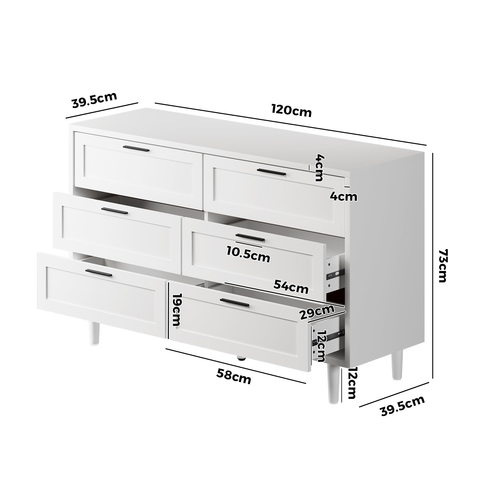 White or Natural Modern 6-Drawer Dresser