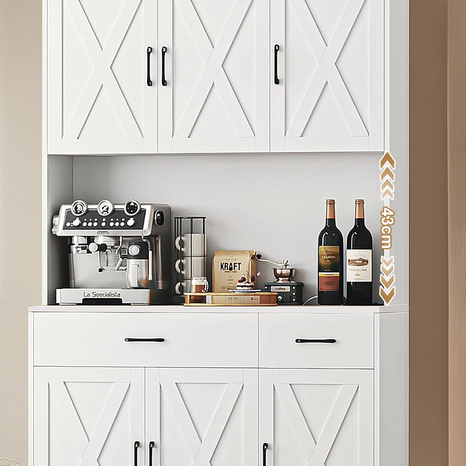 White Sideboard Buffet Pantry Cupboard Hutch