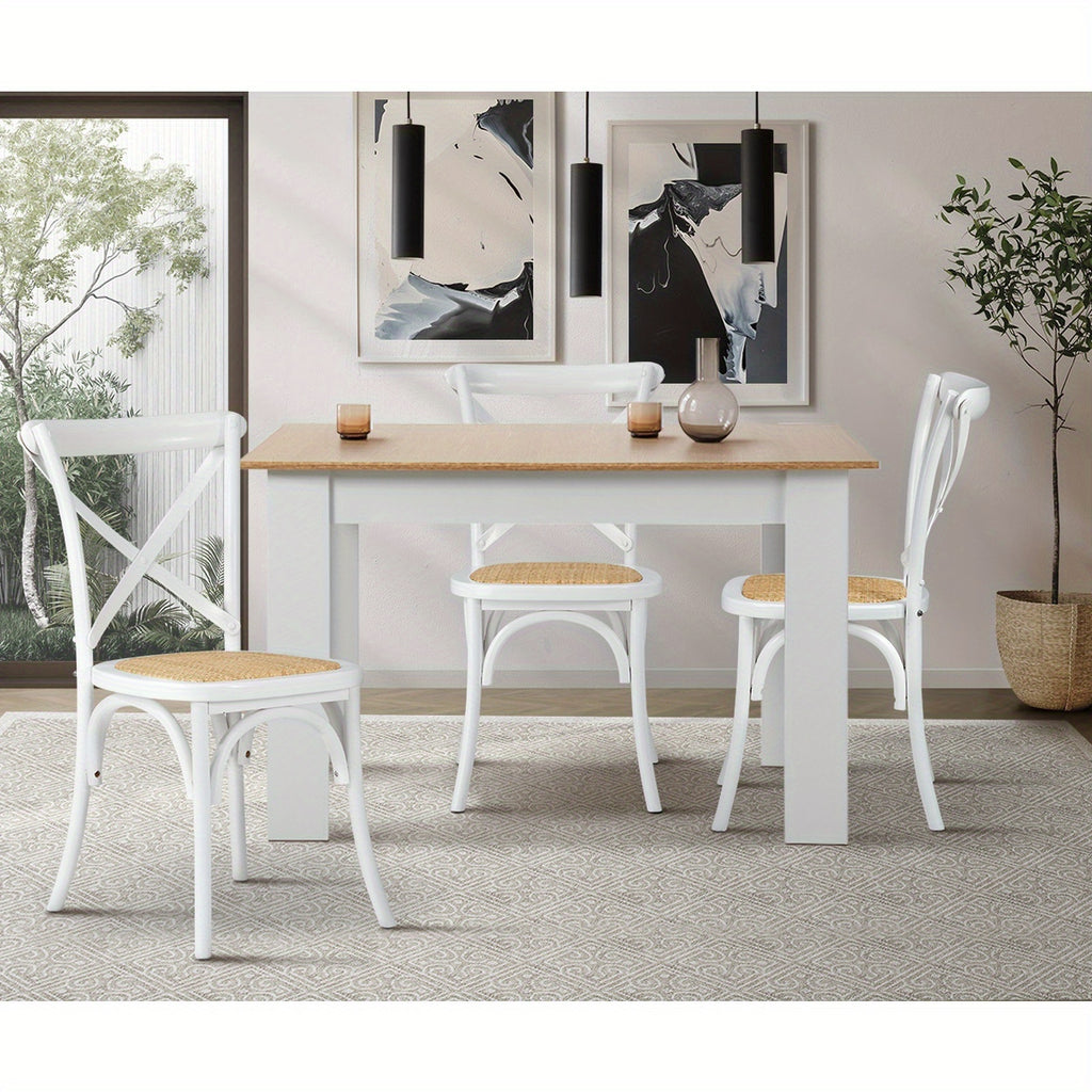 Crossback Rattan Dining Chairs – Set of 4