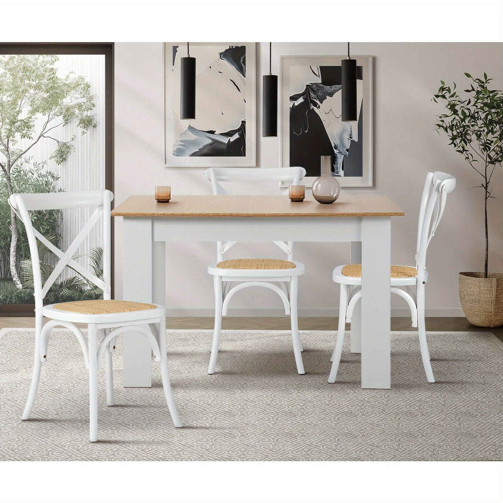 Crossback Rattan Dining Chairs – Set of 4