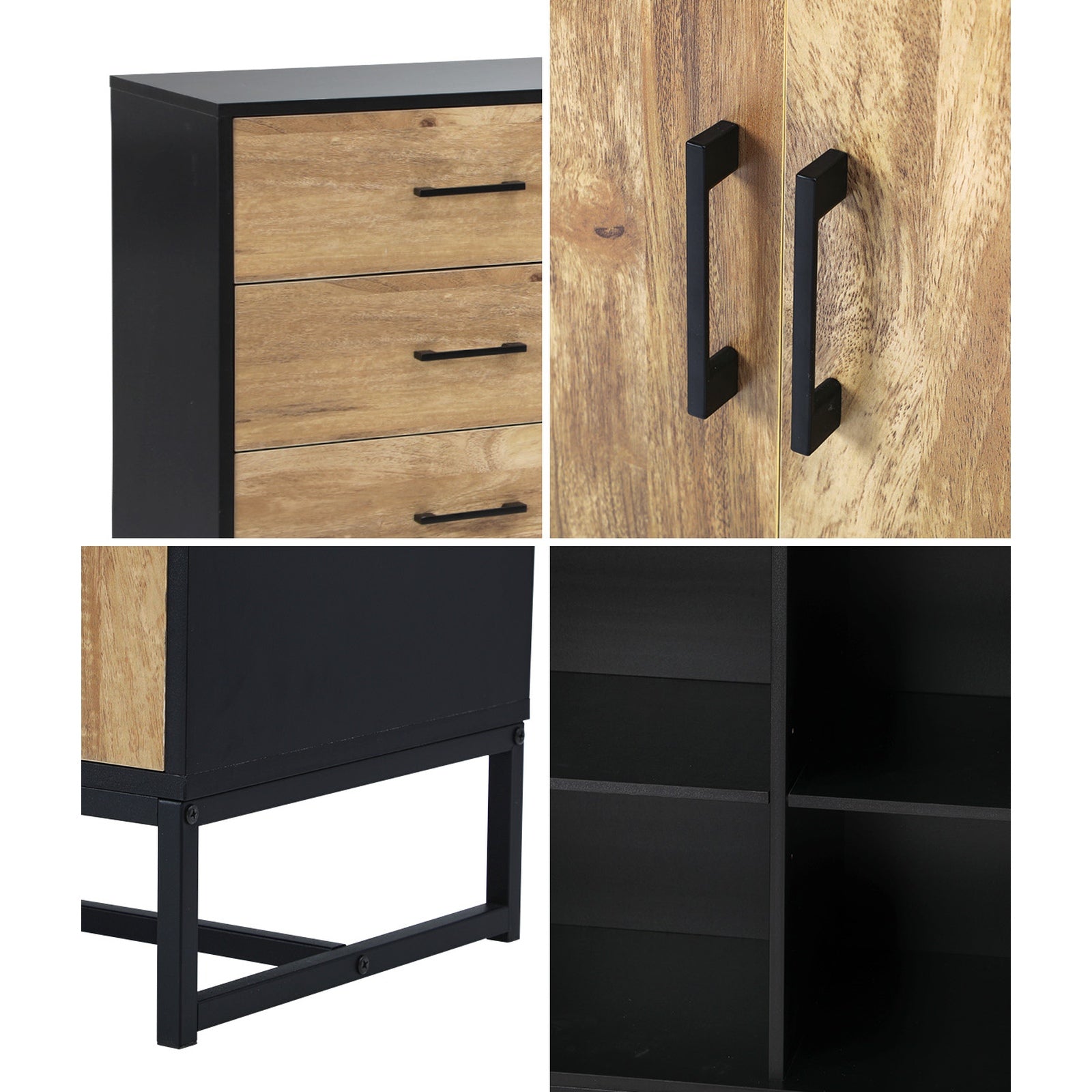 Modern Buffet Sideboard Cabinet with 3 Drawers & 2 Doors