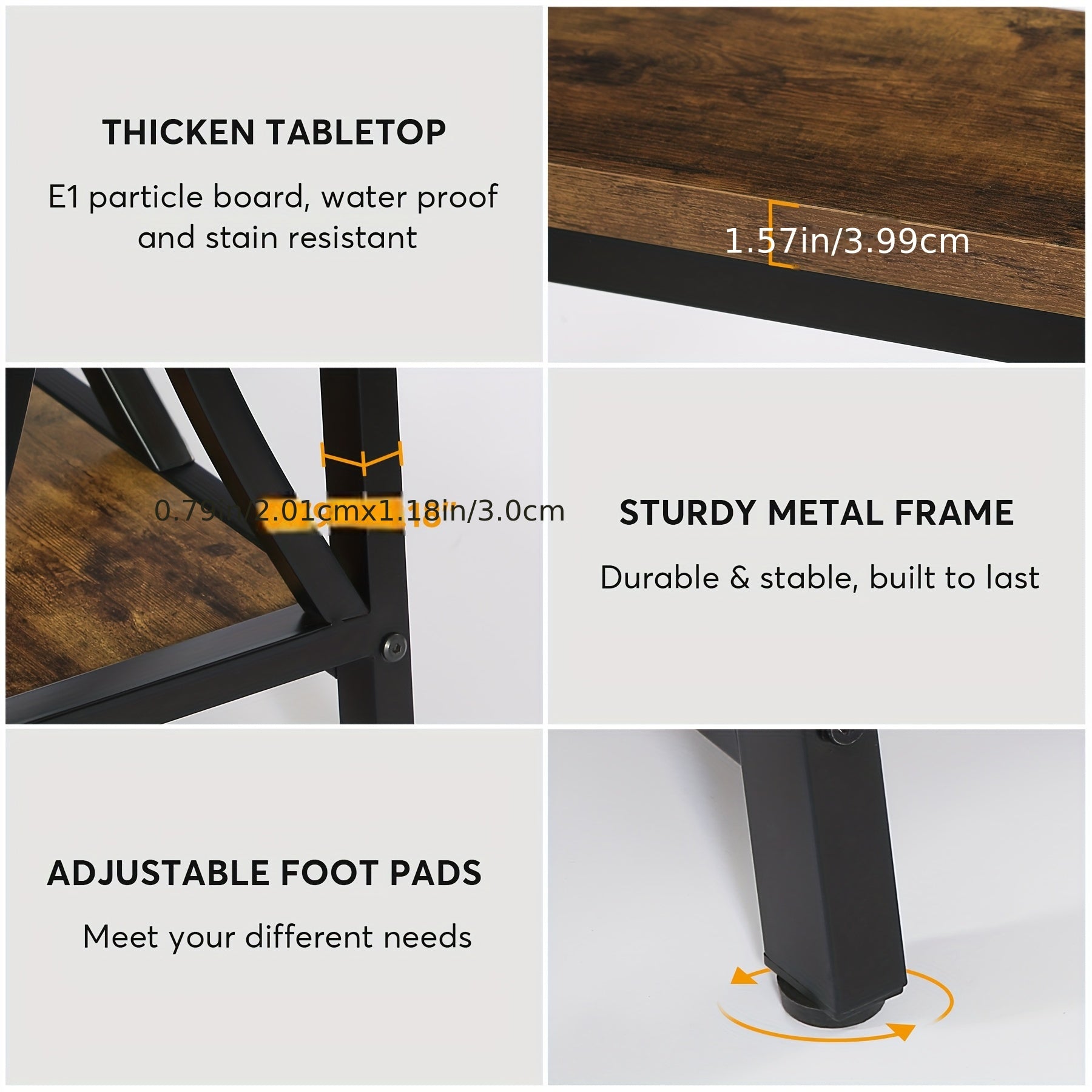 Wooden Farmhouse Rectangular Dining Table - Black