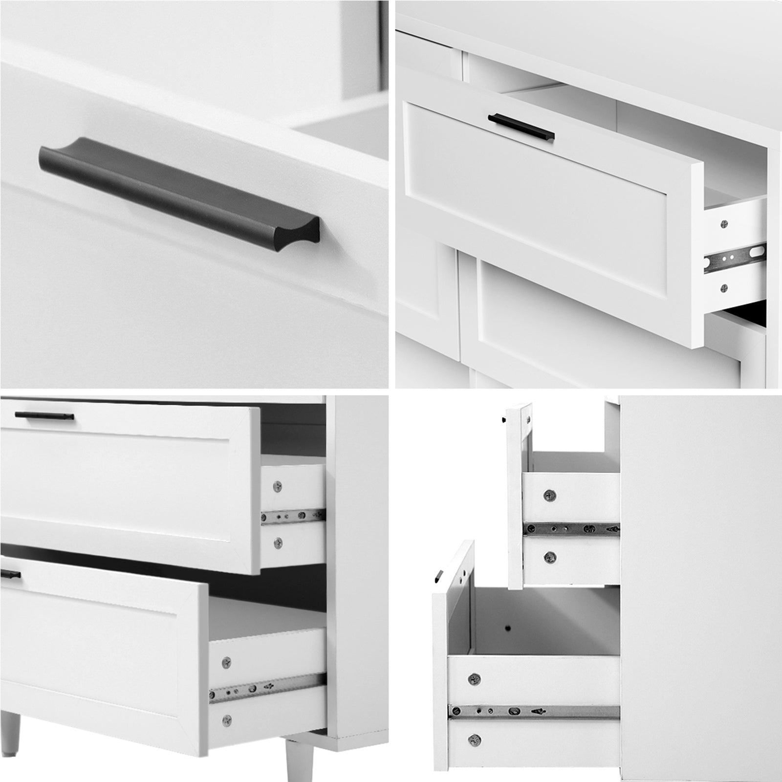 White or Natural Modern 6-Drawer Dresser