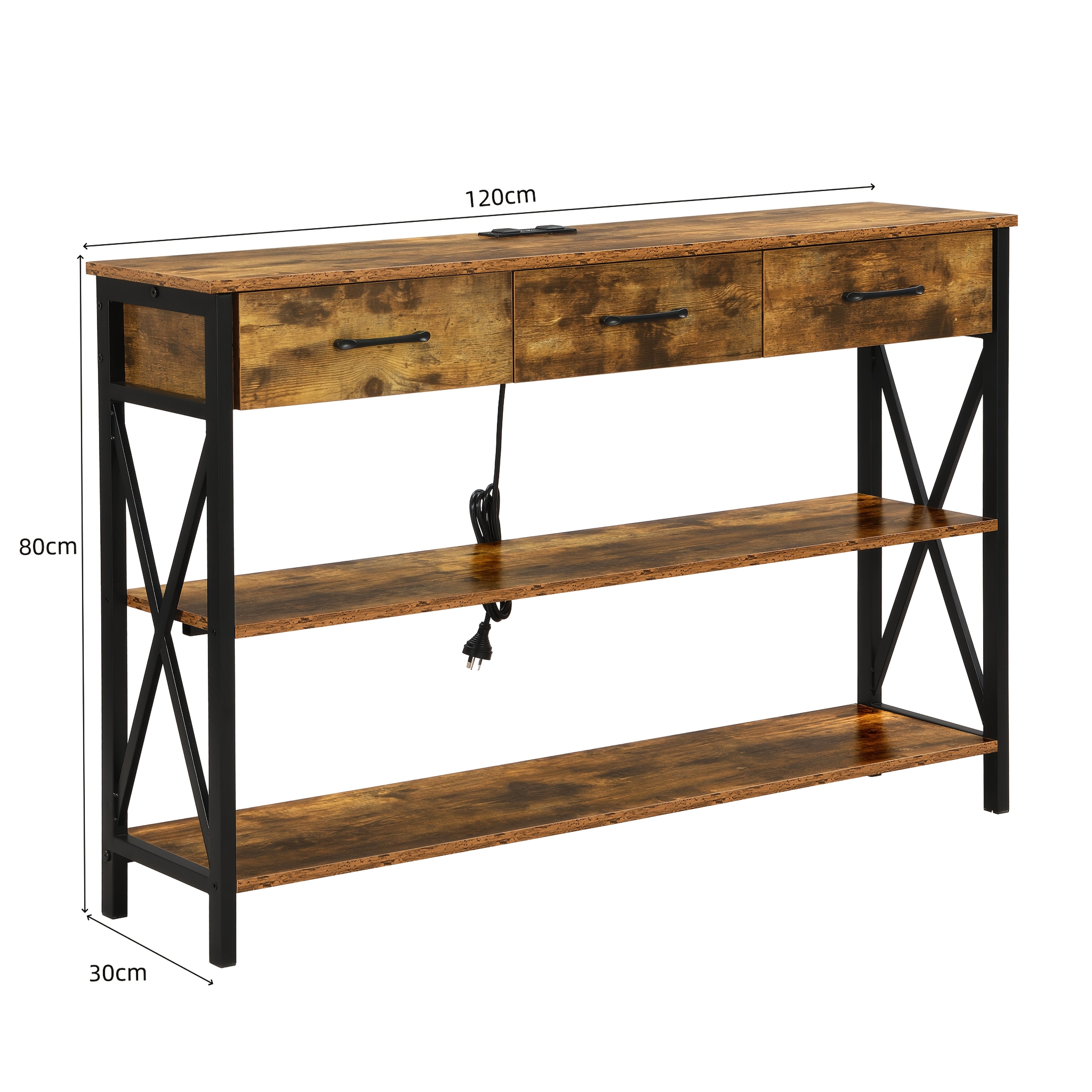 Industrial Console Table - 3 drawer