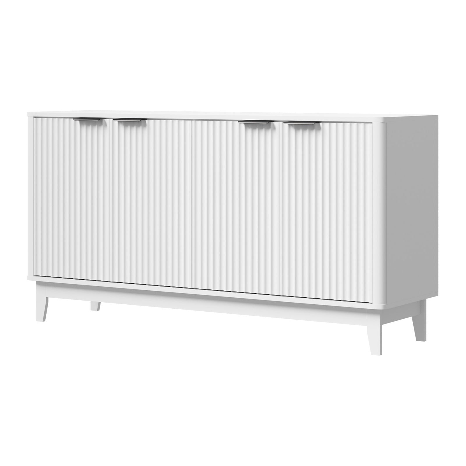 4‑Door Modern Sideboard – White or Natural Wood