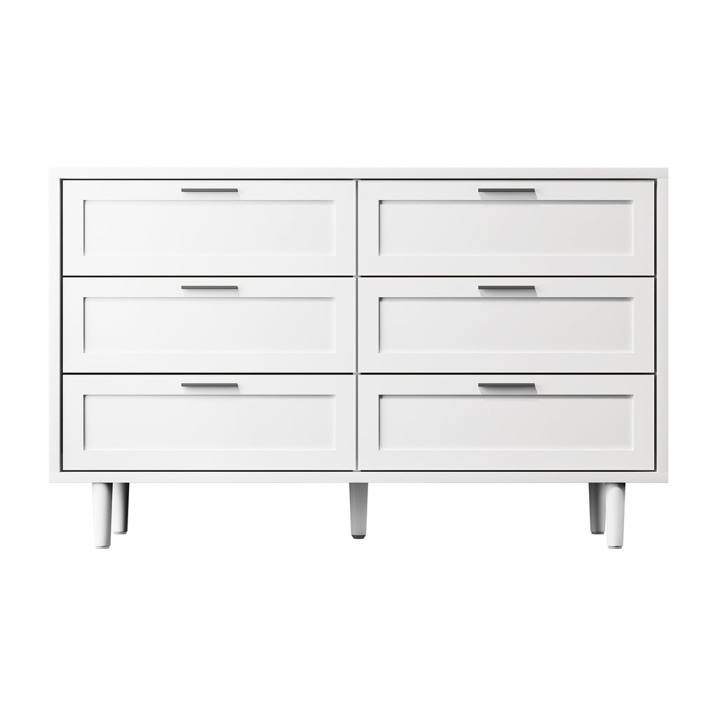 White or Natural Modern 6-Drawer Dresser