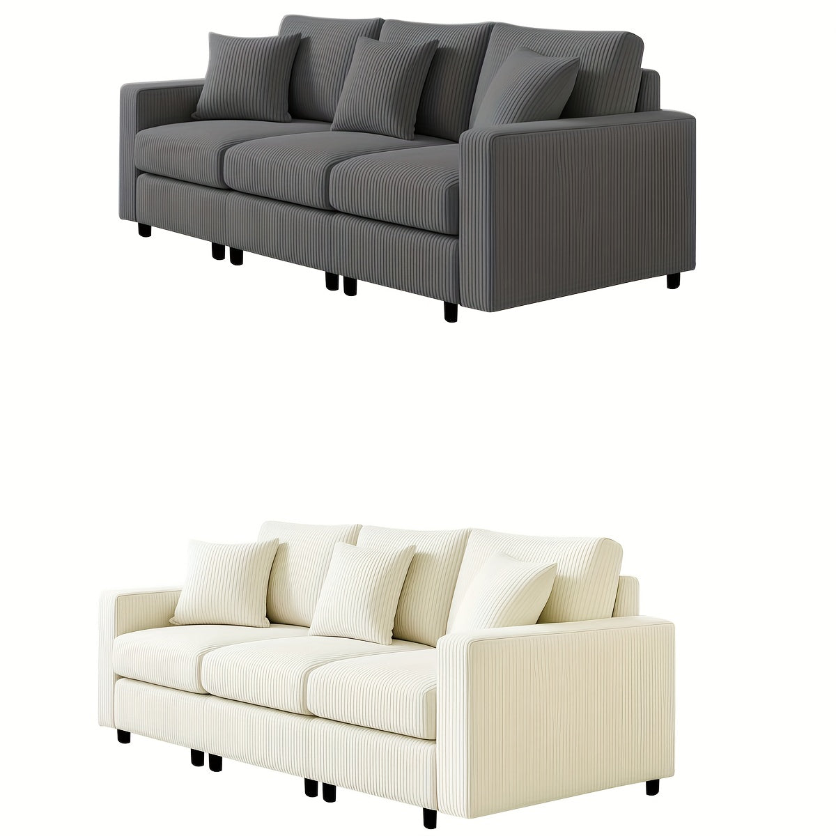 3 Seaters Sofa Couch with Storage Armrests and cup holders