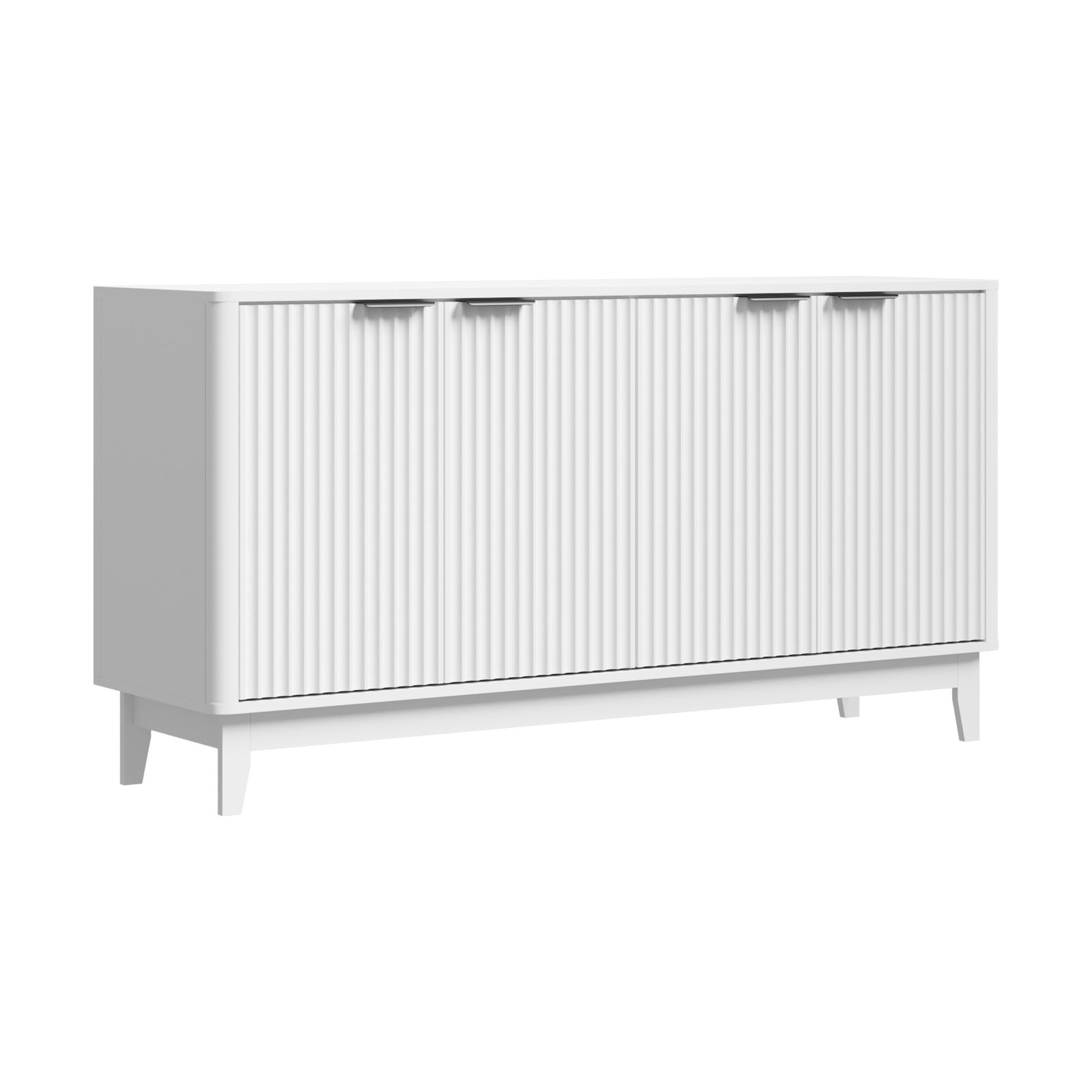 4‑Door Modern Sideboard – White or Natural Wood