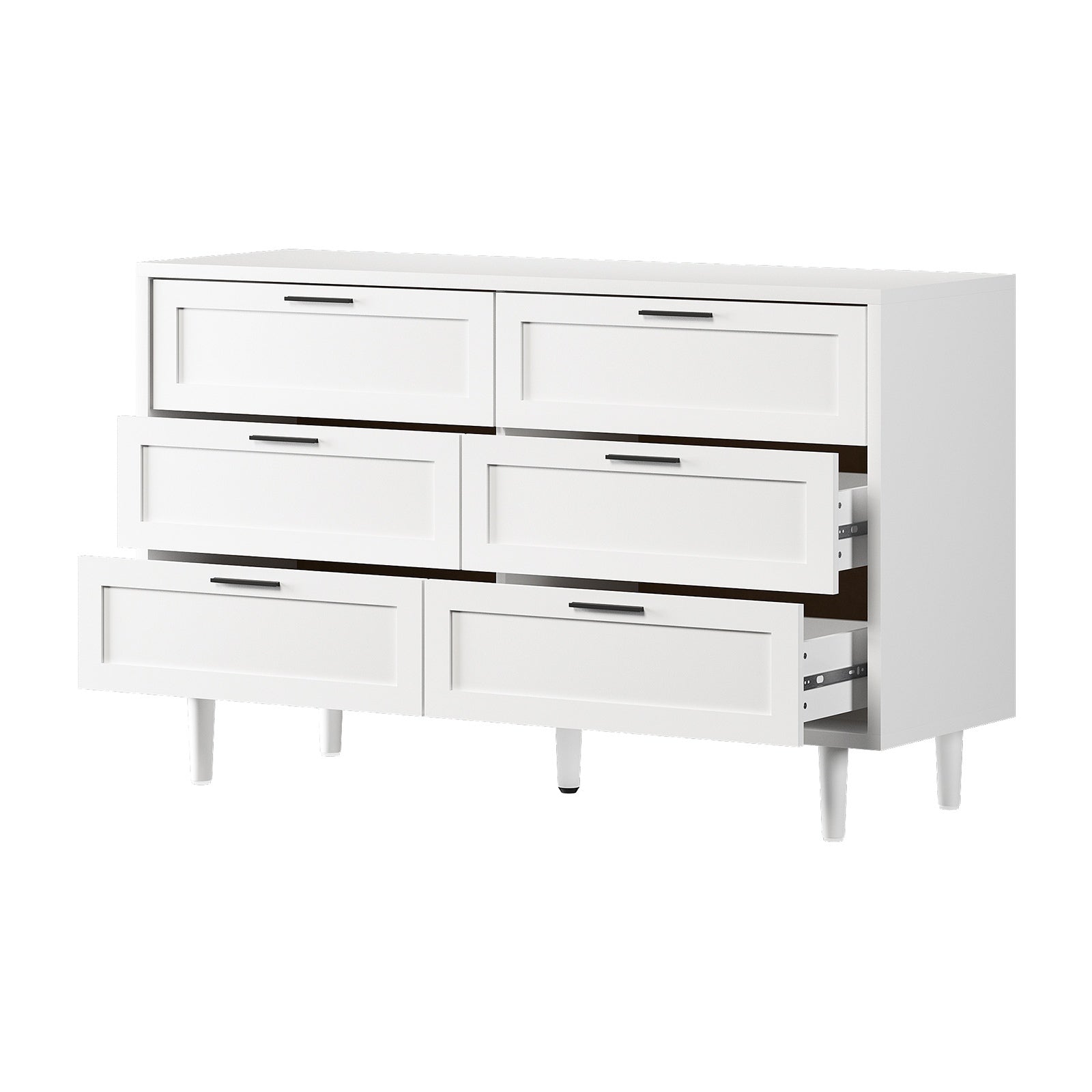 White or Natural Modern 6-Drawer Dresser