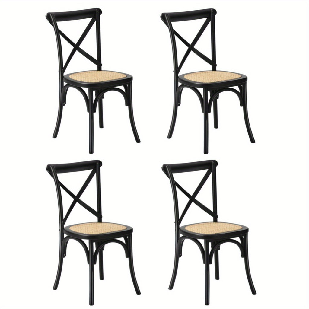 Crossback Rattan Dining Chairs – Set of 4