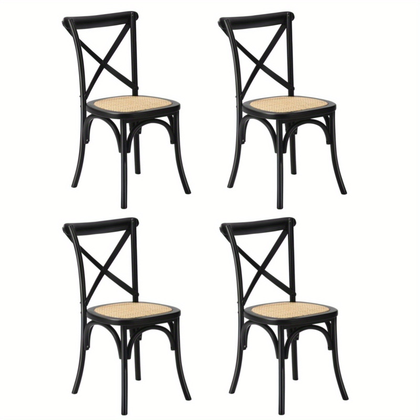 Crossback Rattan Dining Chairs – Set of 4