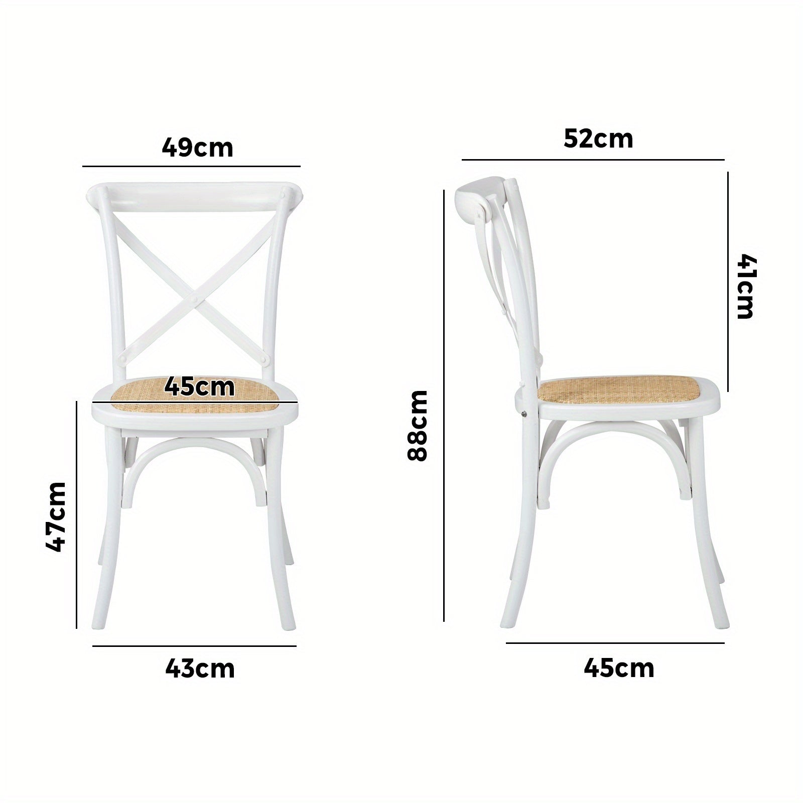 Crossback Rattan Dining Chairs – Set of 4