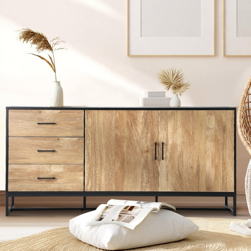 Modern Buffet Sideboard Cabinet with 3 Drawers & 2 Doors