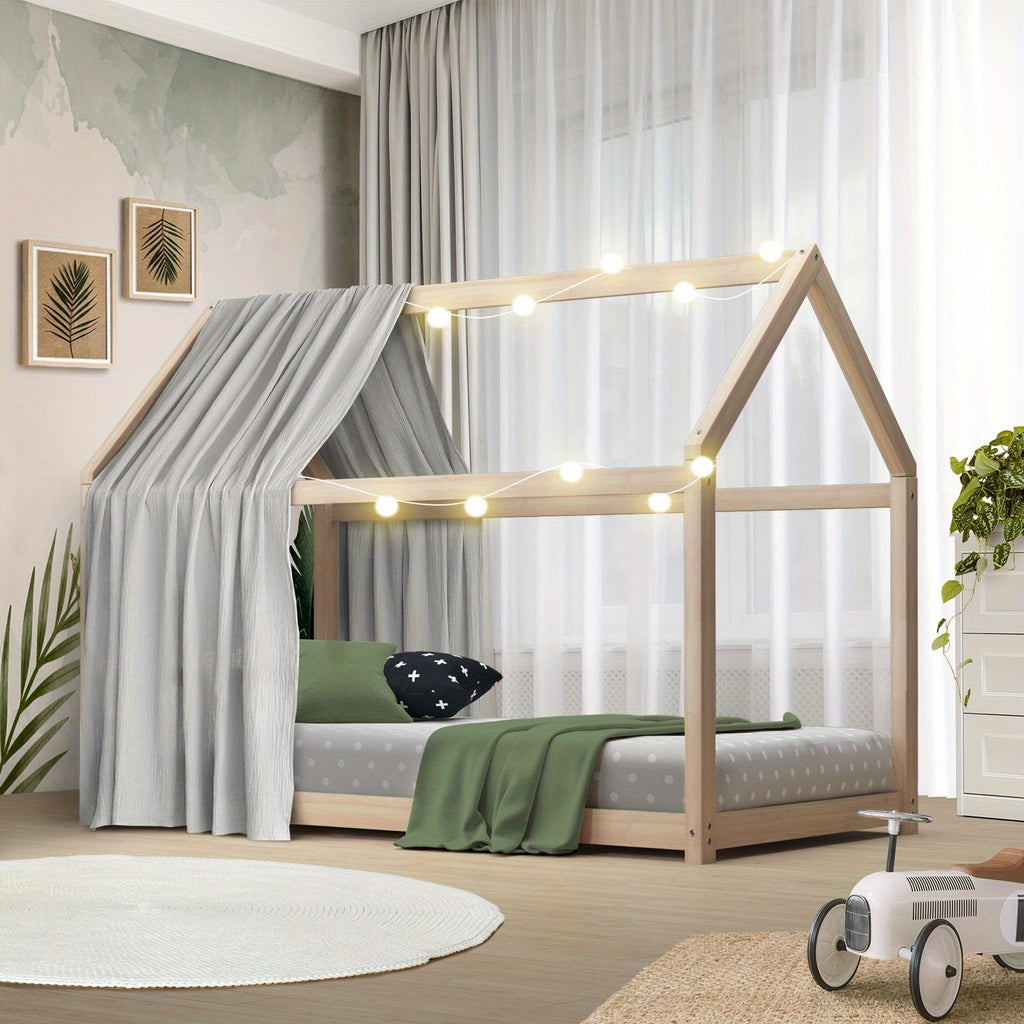 Kids Natural Wooden Bed Frame