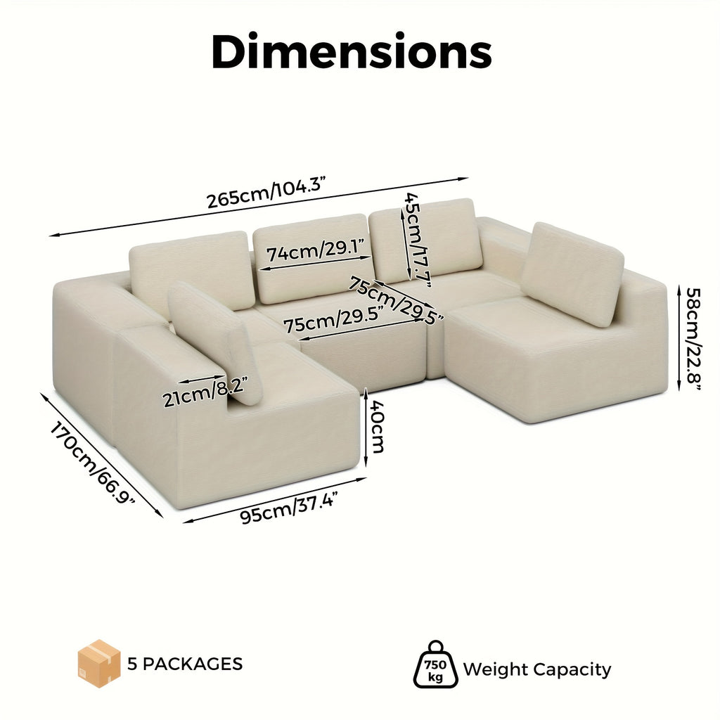 Modular 5-Seater Sofa Lounge