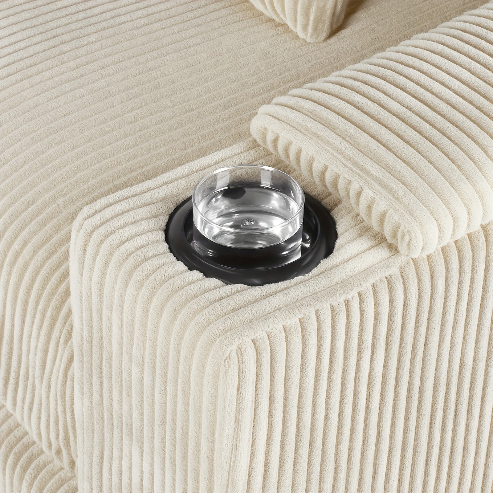 3 Seaters Sofa Couch with Storage Armrests and cup holders