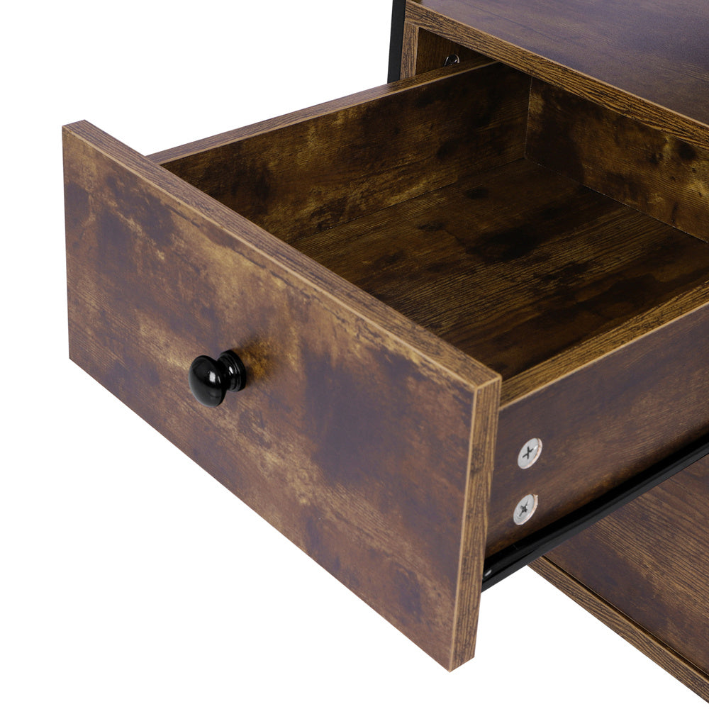 Industrial Bedside Table with drawers