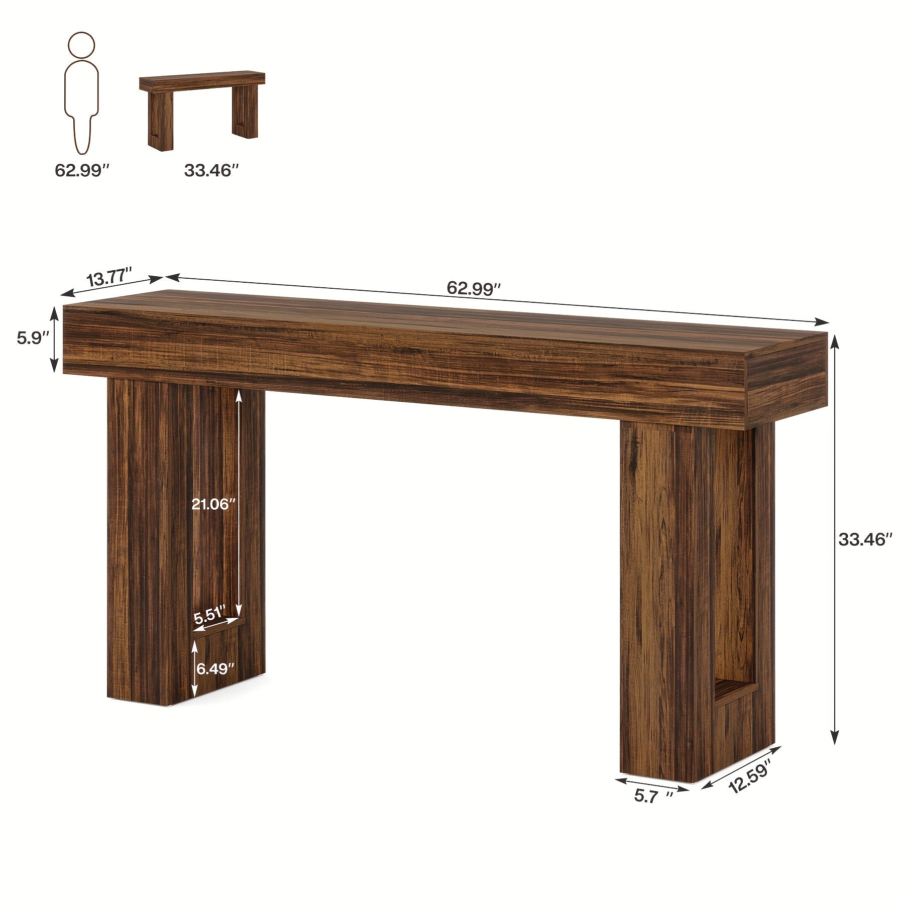 Farmhouse Console Table – Rustic Brown