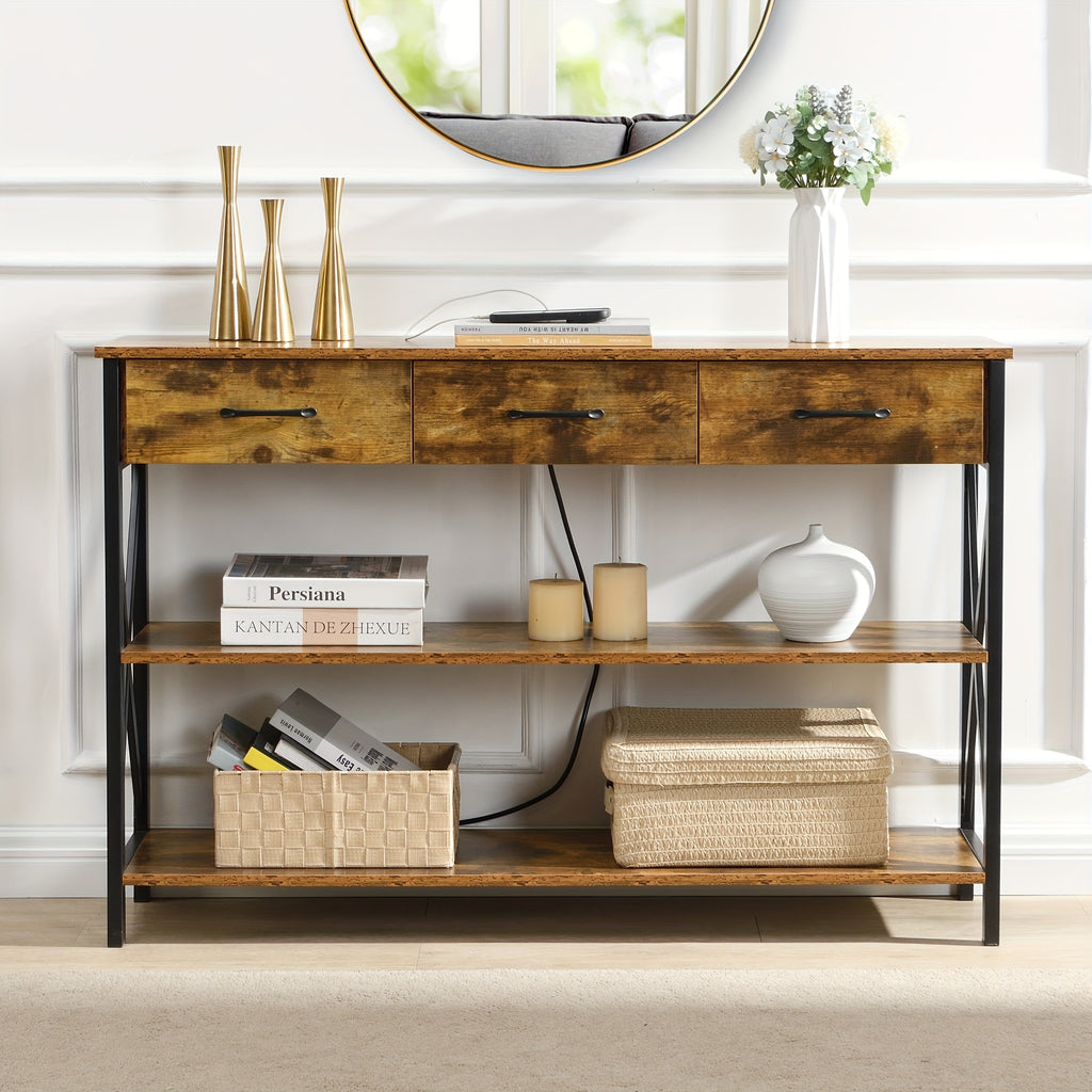 Industrial Console Table - 3 drawer