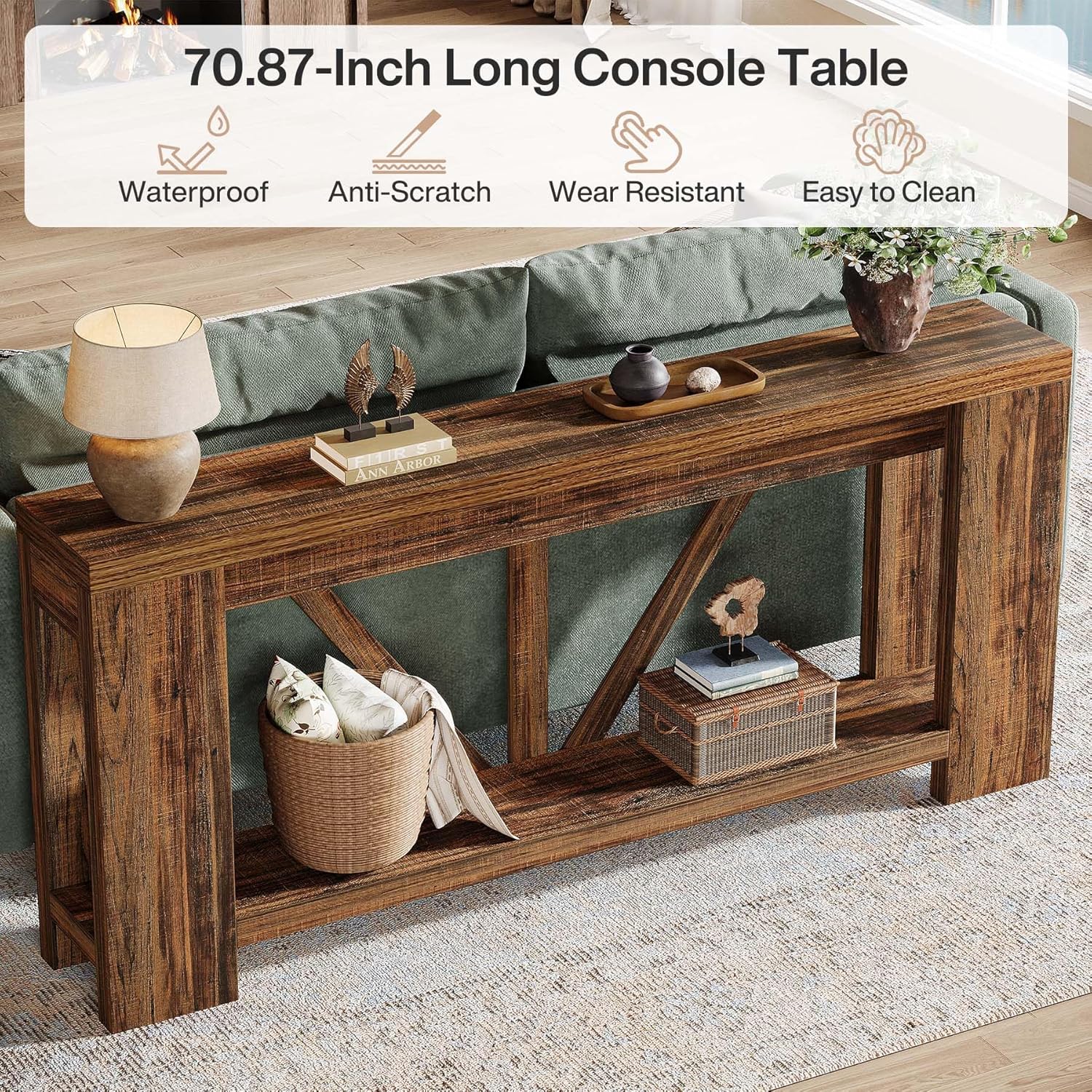 Farmhouse Narrow Long Console Table