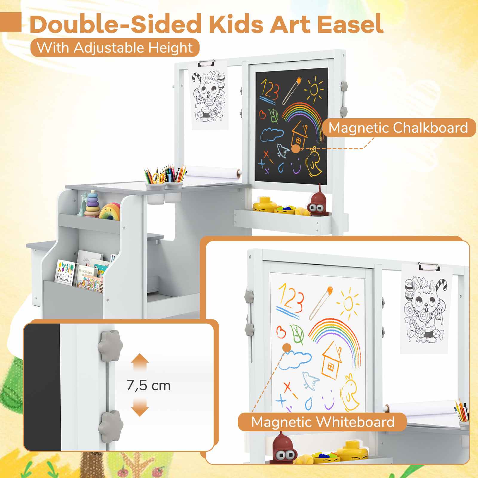 Double-Sided Art Easel Craft Station