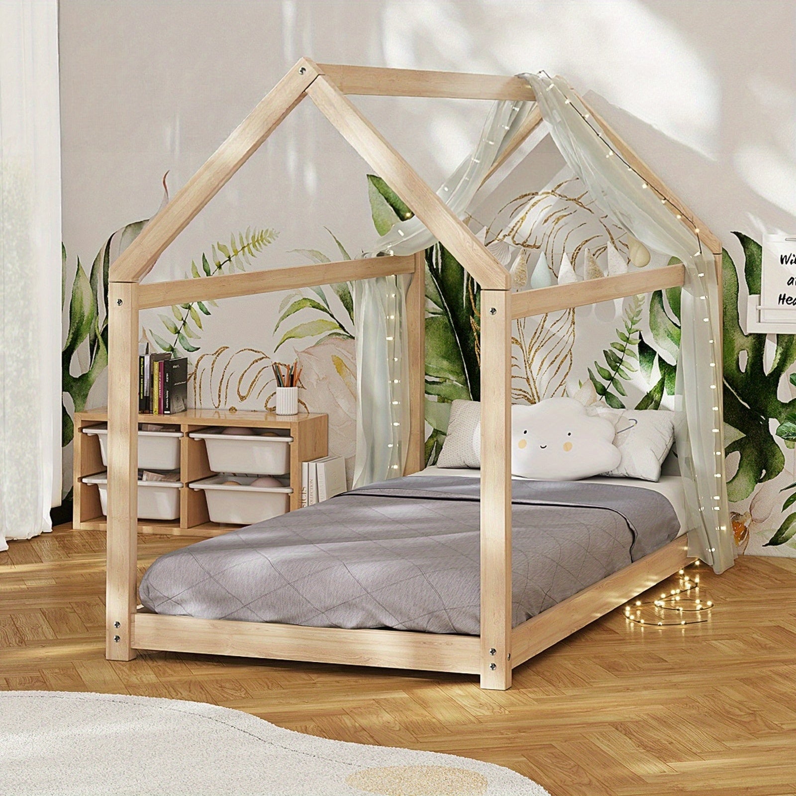 Kids Natural Wooden Bed Frame