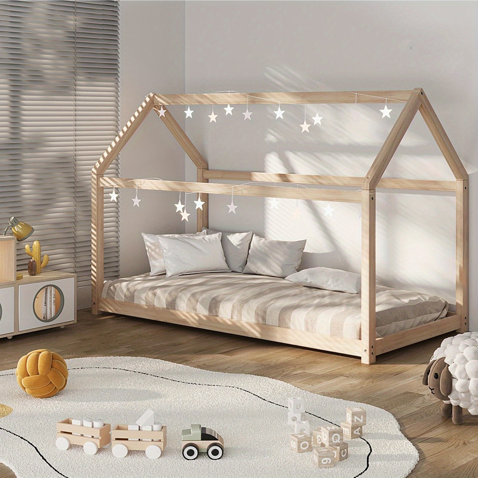 Kids Natural Wooden Bed Frame